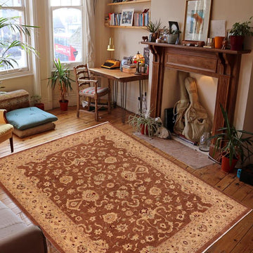 handmade Traditional Kafkaz Chobi Ziegler Brown Lt. Gold Hand Knotted RECTANGLE 100% WOOL area rug 10 x 14